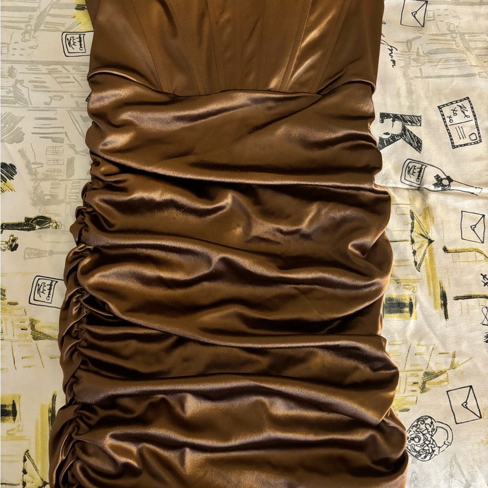 Metallic brown party, formal tube corset dress